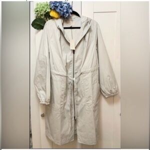 Hooded Trench Coat ($50) Jacket Raincoat Gray Ice Waterproof Sz X (1X) NEW FIRM!